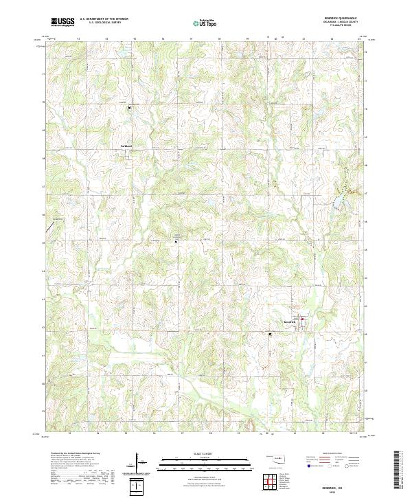 Kendrick, OK — USGS 7.5-minute topo (2022)