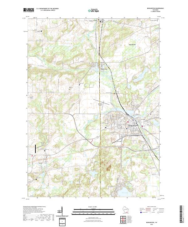 Burlington, WI — USGS 7.5-minute topo (2022)