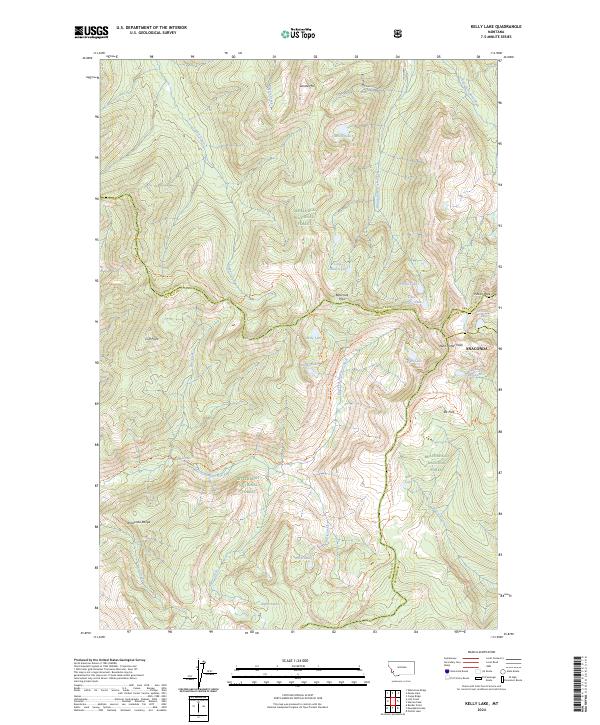 Kelly Lake, MT — USGS 7.5-minute topo (2024)