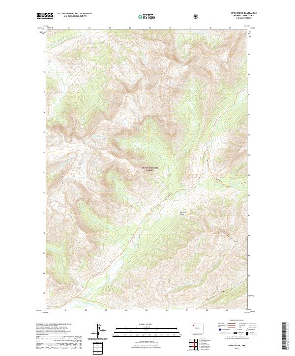 Open Creek, WY — USGS 7.5-minute topo (2021)