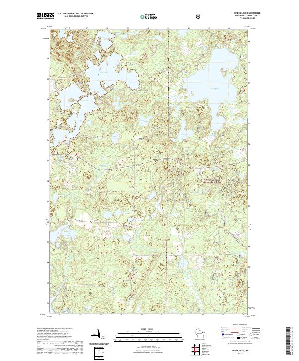 Spider Lake, WI — USGS 7.5-minute topo (2022)