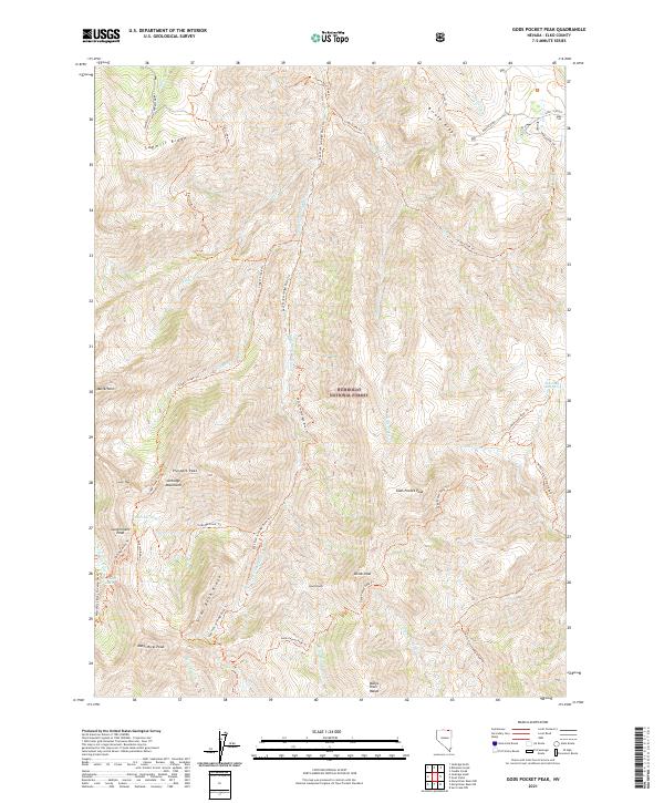 Gods Pocket Peak, NV — USGS 7.5-minute topo (2021)