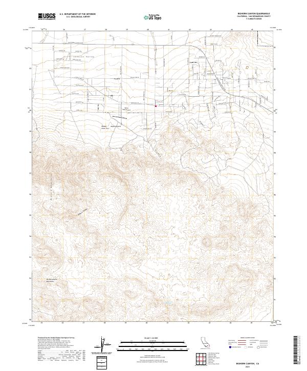 Bighorn Canyon, CA — USGS 7.5-minute topo (2021)