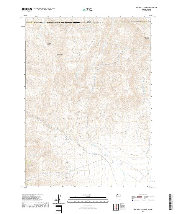 Holloway Mountain, NV-OR — USGS 7.5-minute topo (2021)