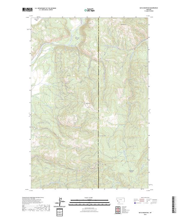 Bata Mountain, MT — USGS 7.5-minute topo (2024)