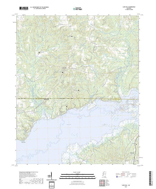 Laws Hill, MS — USGS 7.5-minute topo (2024)