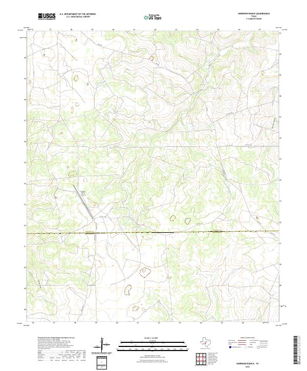 Harrison Ranch, TX — USGS 7.5-minute topo (2022)