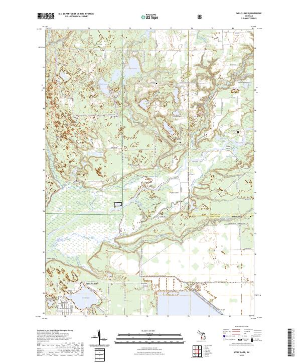 Wolf Lake, MI — USGS 7.5-minute topo (2023)