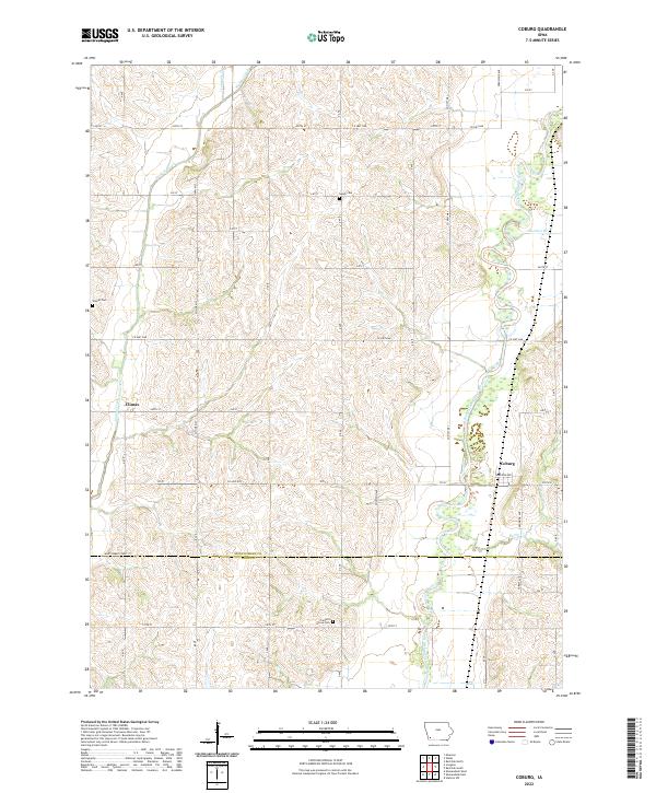 Coburg, IA — USGS 7.5-minute topo (2022)