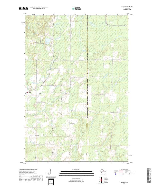 Gleason, WI — USGS 7.5-minute topo (2022)