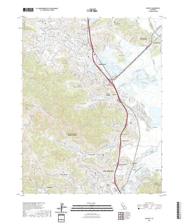 Novato, CA — USGS 7.5-minute topo (2021)