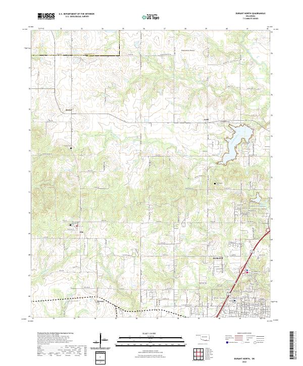 Durant North, OK — USGS 7.5-minute topo (2022)