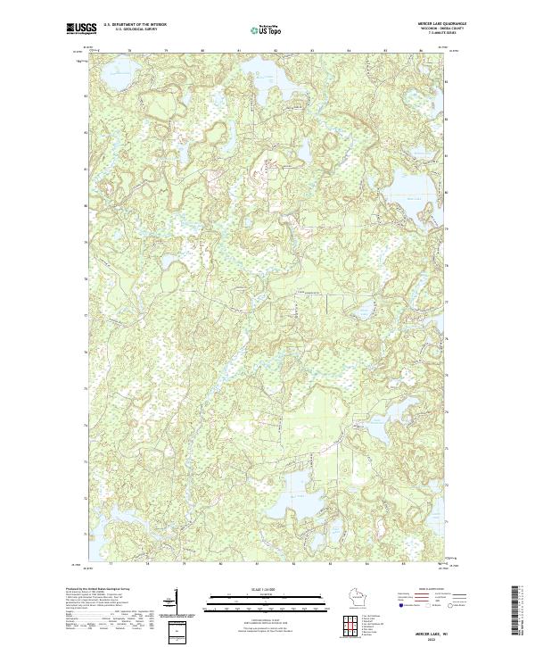Mercer Lake, WI — USGS 7.5-minute topo (2022)