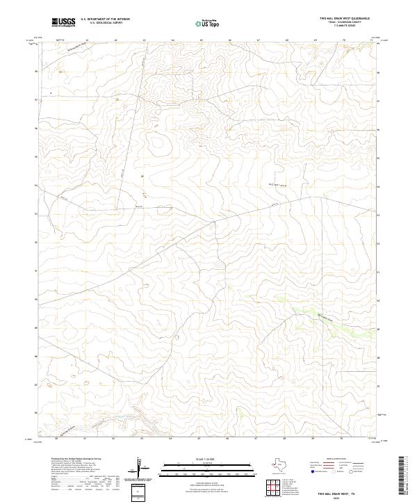 Two Mill Draw West, TX — USGS 7.5-minute topo (2022)