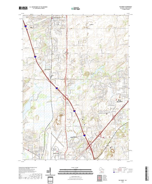 De Forest, WI — USGS 7.5-minute topo (2022)