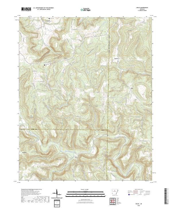 Oxley, AR — USGS 7.5-minute topo (2024)