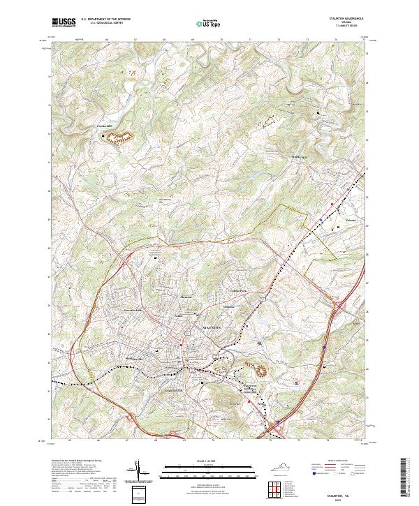 Staunton, VA — USGS 7.5-minute topo (2022)