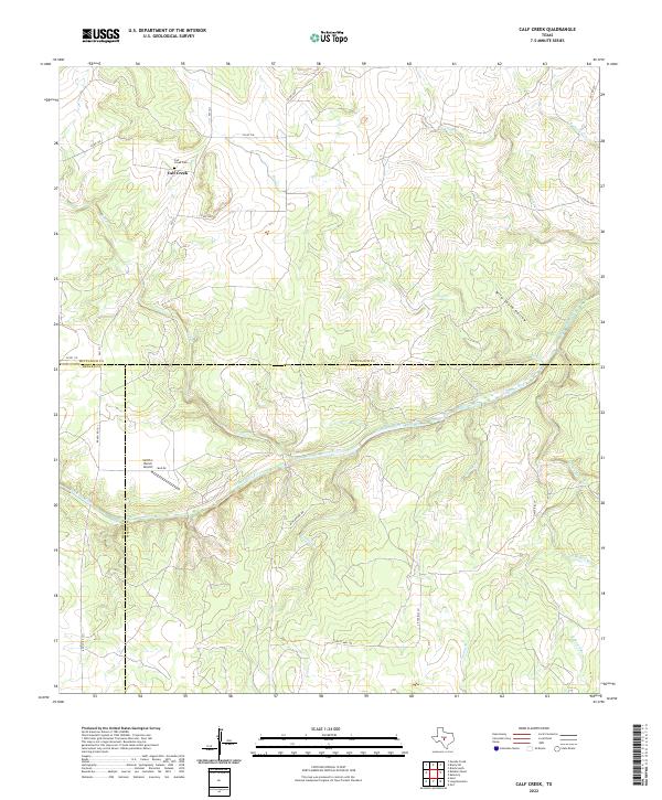 Calf Creek, TX — USGS 7.5-minute topo (2022)