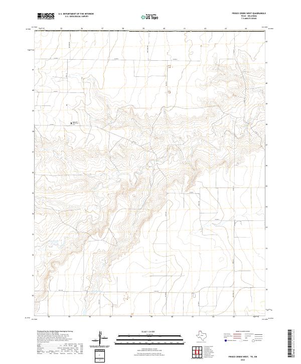 Frisco Creek West, TX-OK — USGS 7.5-minute topo (2022)