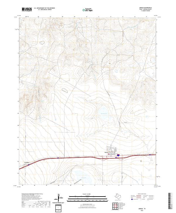 Adrian, TX — USGS 7.5-minute topo (2022)
