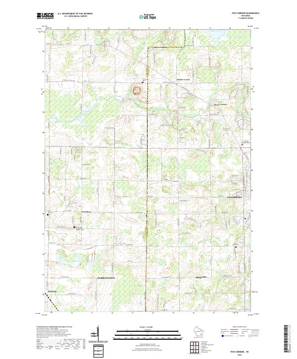 Five Corners, WI — USGS 7.5-minute topo (2022)