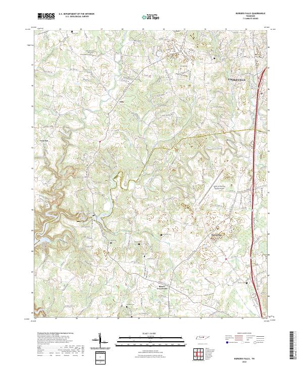 Burgess Falls, TN — USGS 7.5-minute topo (2022)