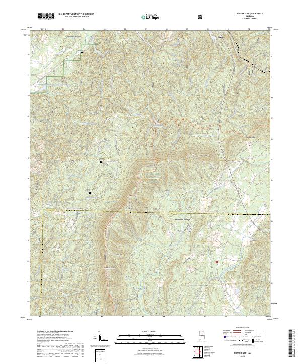 Porter Gap, AL — USGS 7.5-minute topo (2024)