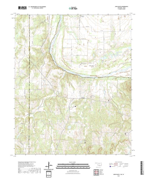 Leon South, OK-TX — USGS 7.5-minute topo (2022)