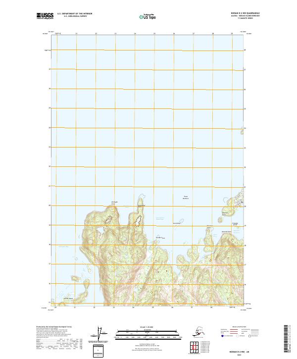 Kodiak D-2 NW, AK — USGS 7.5-minute topo (2021)
