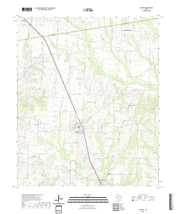 Celeste, TX — USGS 7.5-minute topo (2022)