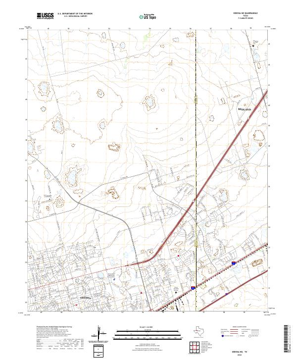 Odessa NE, TX — USGS 7.5-minute topo (2022)