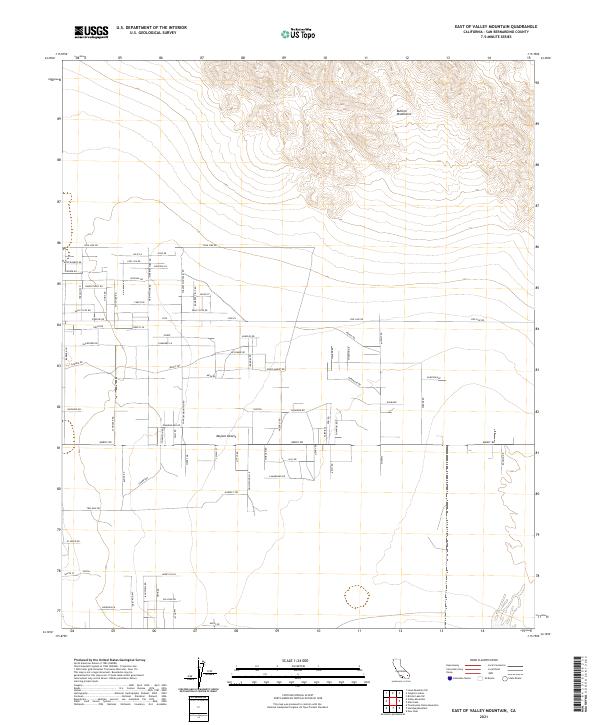 East of Valley Mountain, CA — USGS 7.5-minute topo (2021)