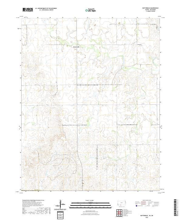 Buttermilk, KS-OK — USGS 7.5-minute topo (2022)