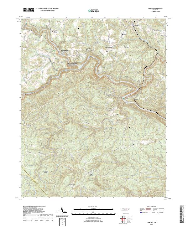 Lancing, TN — USGS 7.5-minute topo (2022)