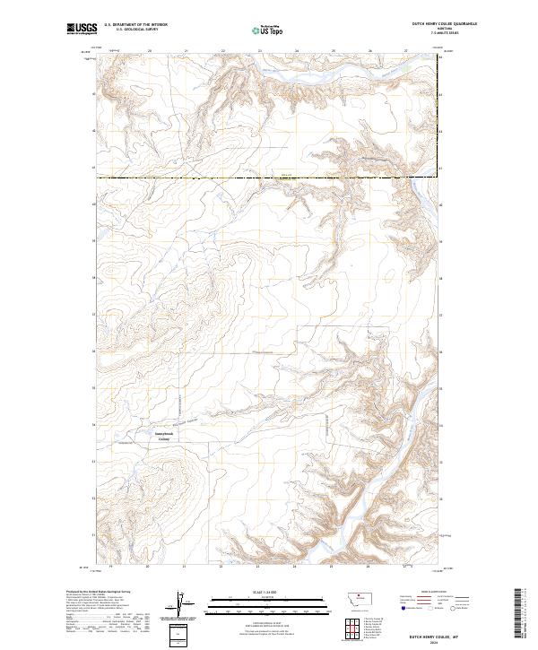 Dutch Henry Coulee, MT — USGS 7.5-minute topo (2024)
