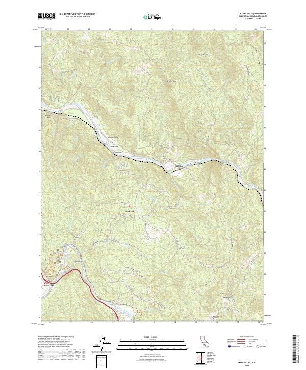 Myers Flat, CA — USGS 7.5-minute topo (2022)