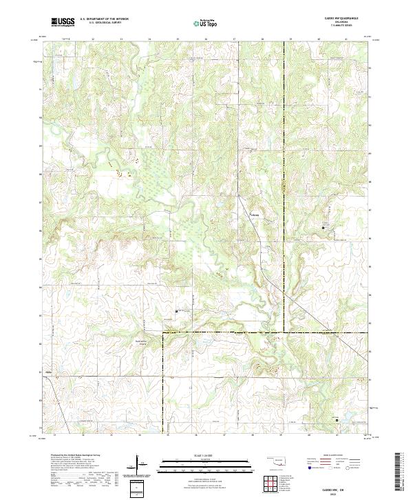 Caddo NW, OK — USGS 7.5-minute topo (2022)