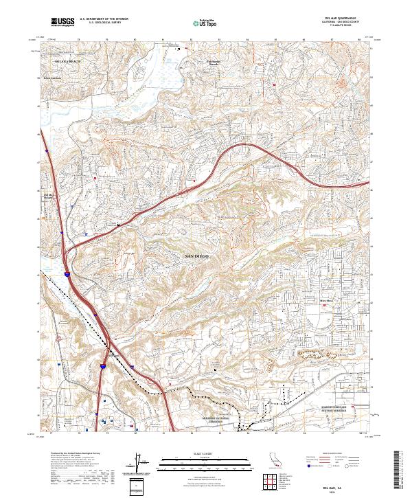Del Mar, CA — USGS 7.5-minute topo (2021)