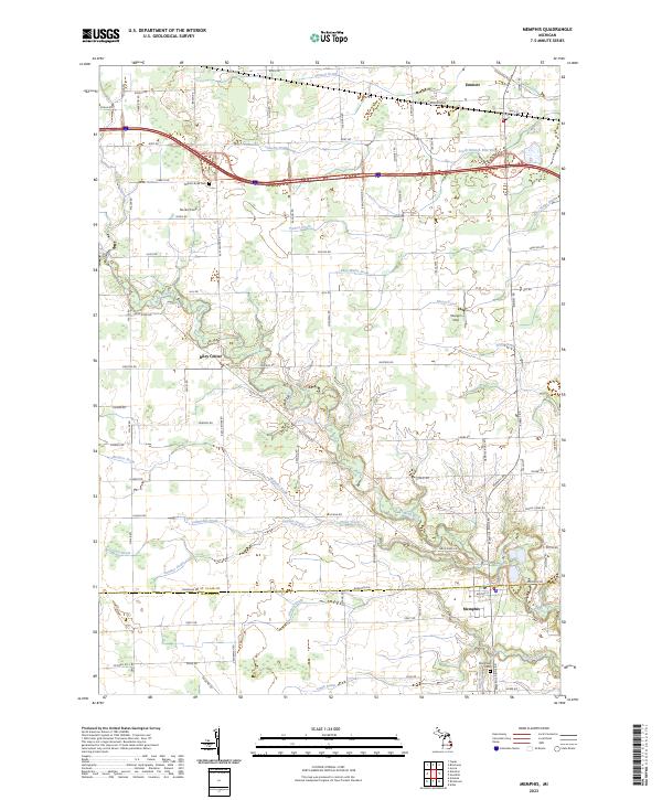 Memphis, MI — USGS 7.5-minute topo (2023)