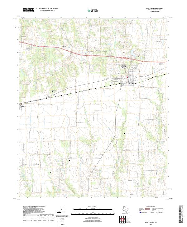 Honey Grove, TX — USGS 7.5-minute topo (2022)