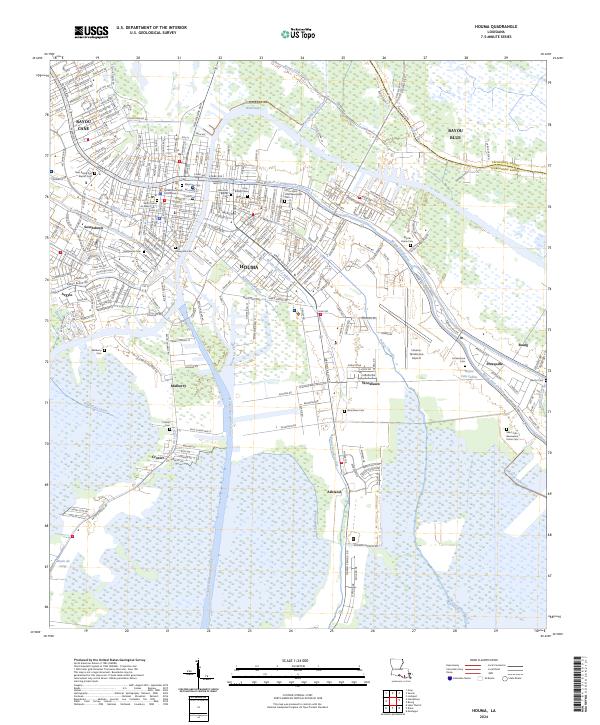 Houma, LA — USGS 7.5-minute topo (2024)