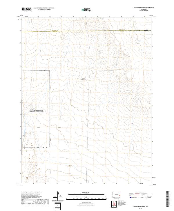 North of Brandon, CO — USGS 7.5-minute topo (2022)