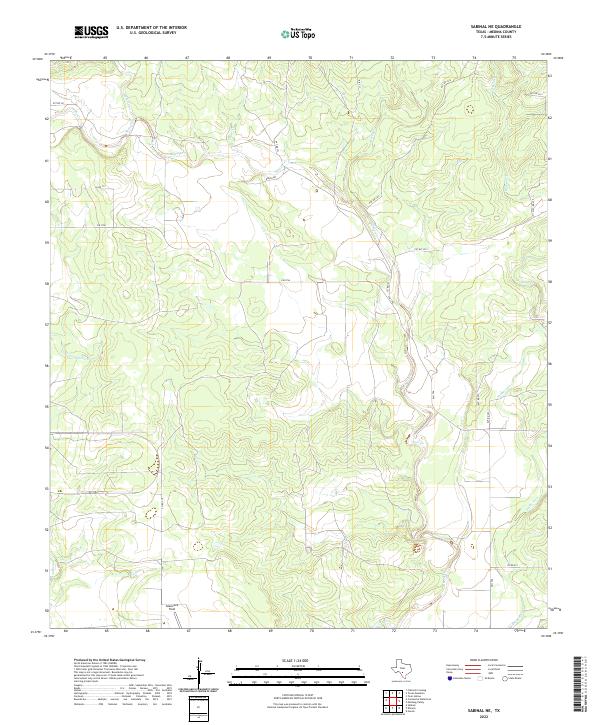 Sabinal NE, TX — USGS 7.5-minute topo (2022)