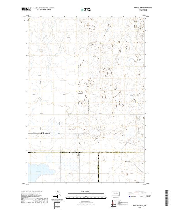 Thomas Lake NW, SD — USGS 7.5-minute topo (2021)