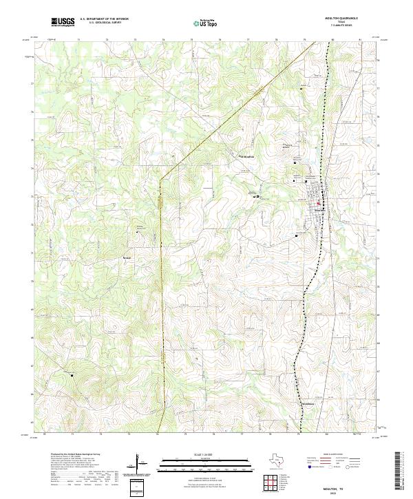 Moulton, TX — USGS 7.5-minute topo (2022)