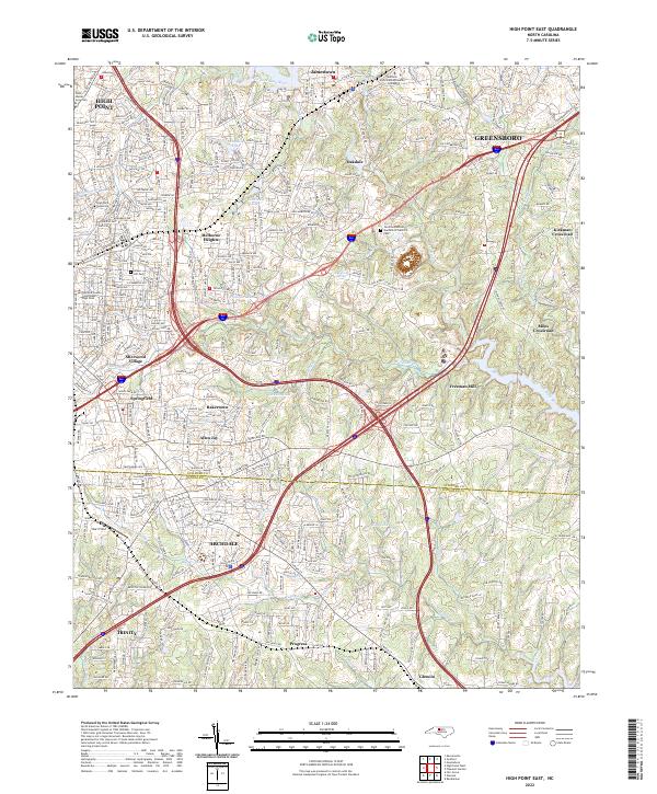 High Point East, NC — USGS 7.5-minute topo (2022)
