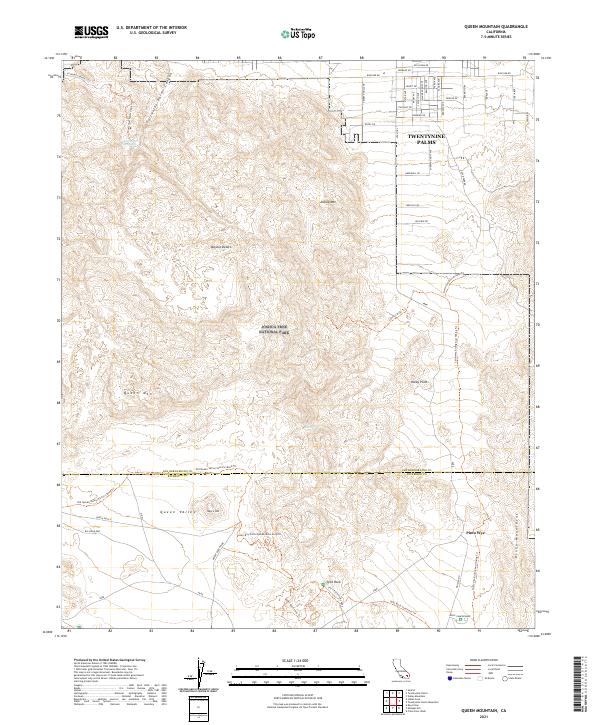 Queen Mountain, CA — USGS 7.5-minute topo (2021)