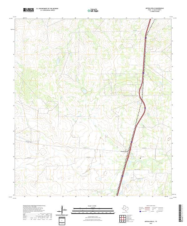 Artesia Wells, TX — USGS 7.5-minute topo (2022)