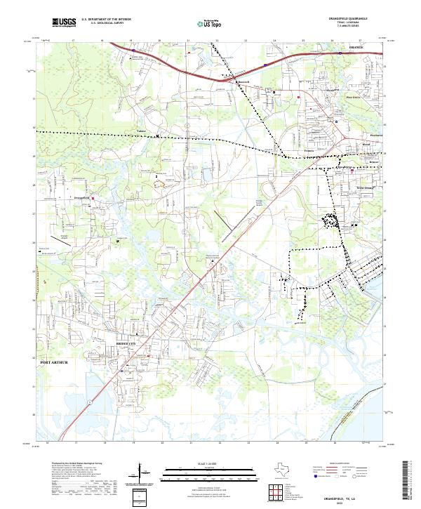 Orangefield, TX-LA — USGS 7.5-minute topo (2022)