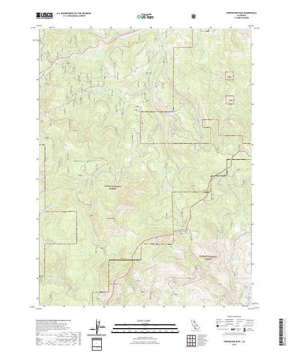 Fredonyer Pass, CA — USGS 7.5-minute topo (2021)